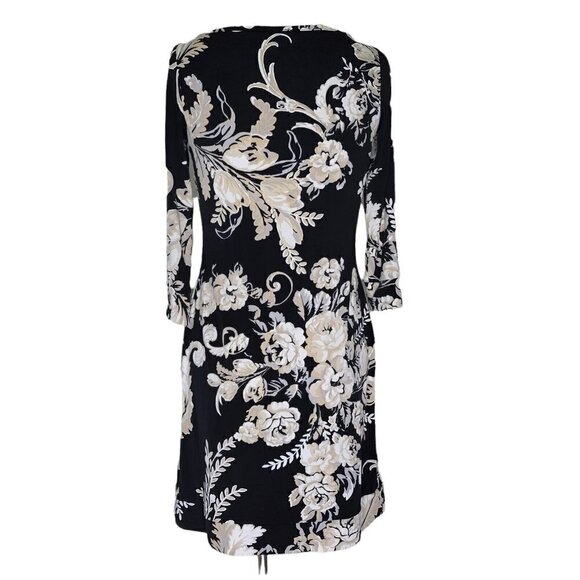 WHBM Floral Shift Dress Cowl Neck 3/4 Sleeve Pullover Jersey Knit - Picture 3 of 9